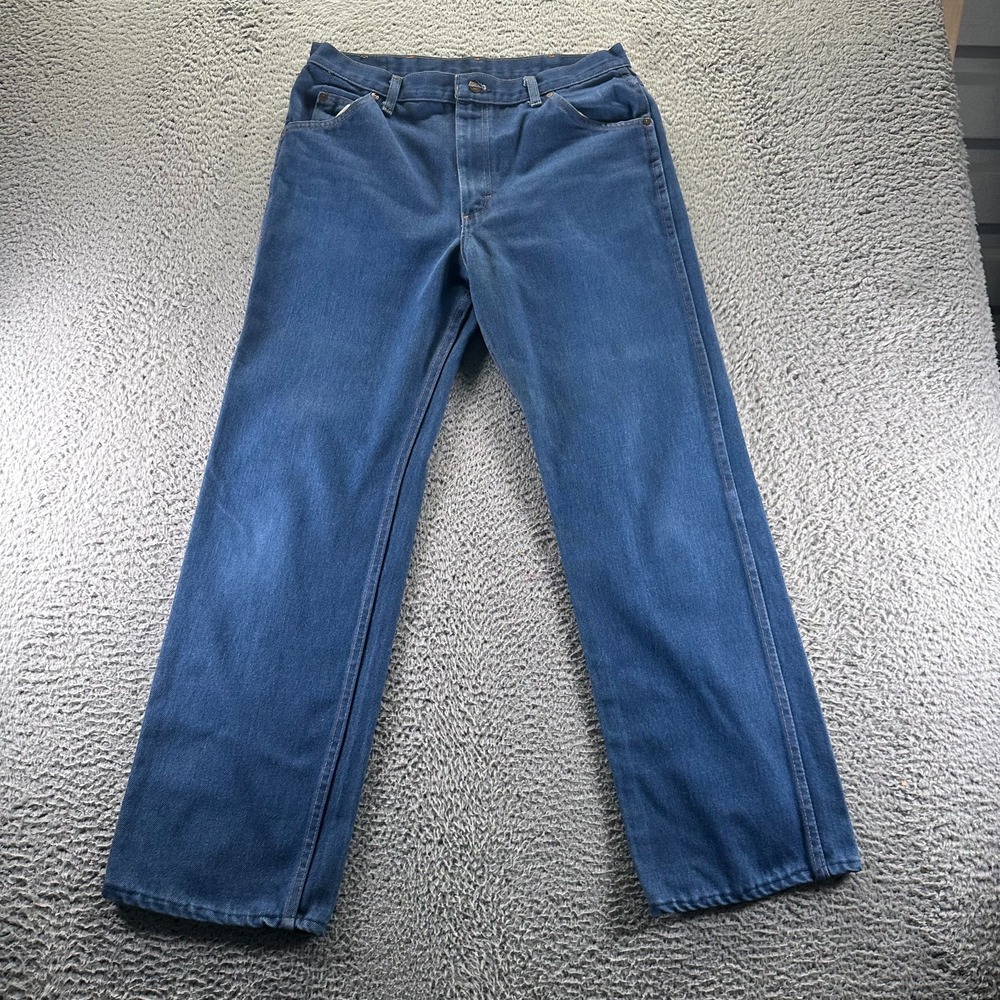 Vintage Roebucks Jeans Men 34x32 Blue Cotton Denim‎ Straight Workwear Made USA